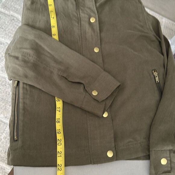 Club Mónaco Women's Green Bomber Moto Lightweight Zip Front Jacket Size M - Picture 11 of 14